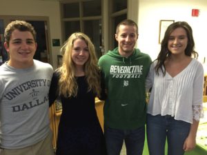 From left: Matt Kuehler, University of Dallas; Caroline Poff, Radford University; Vincent Pyle, Virginia Tech; Elise Guilfoyle, Loyola Marymount.